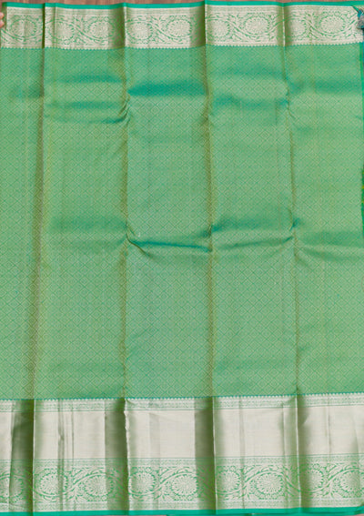 Parrot Green Zariwork Pure Silk Saree-Koskii