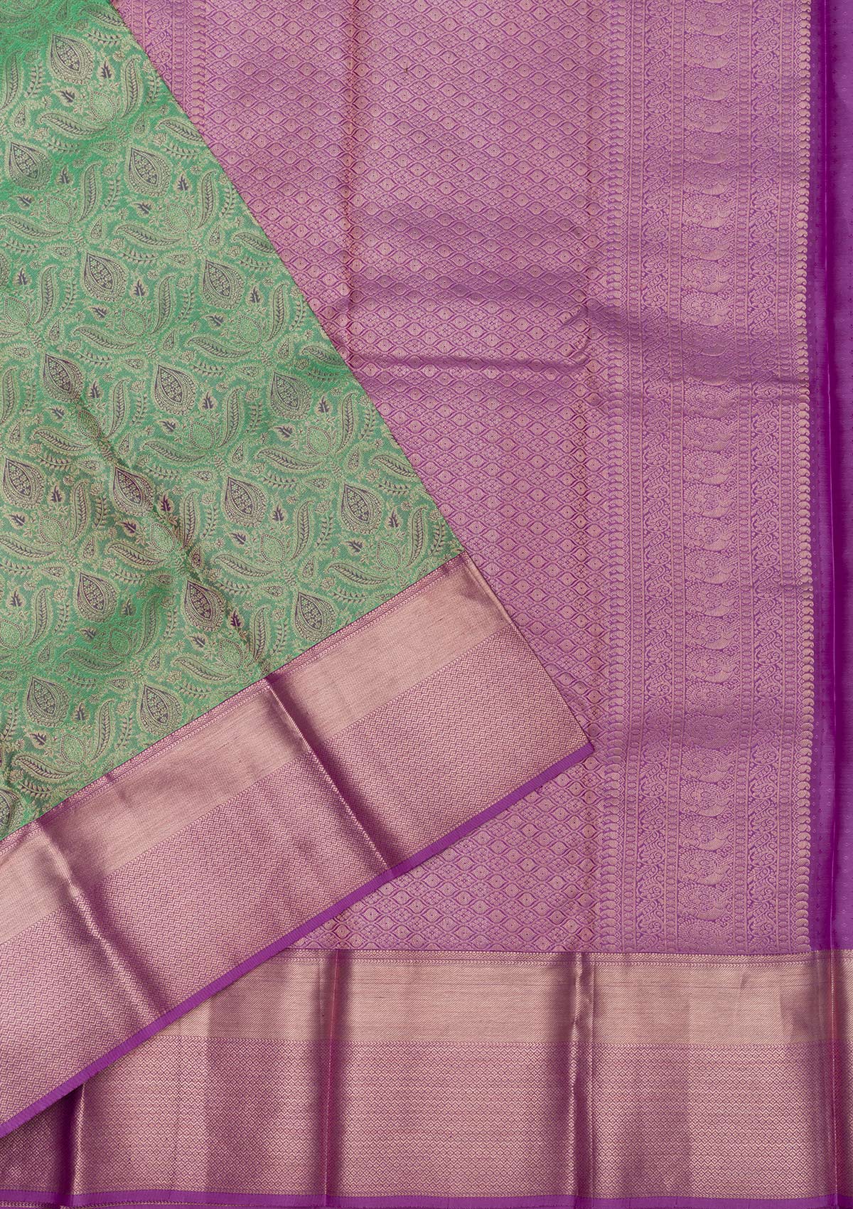 Parrot Green Zariwork Pure Silk Saree-Koskii