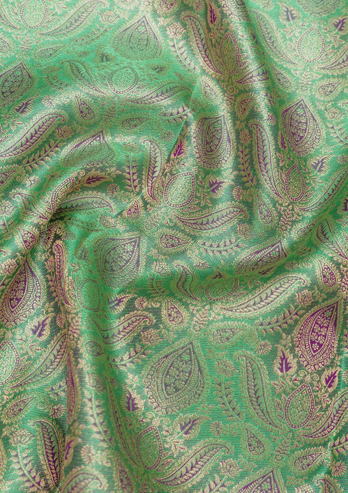 Parrot Green Zariwork Pure Silk Saree-Koskii