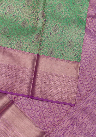 Parrot Green Zariwork Pure Silk Saree-Koskii