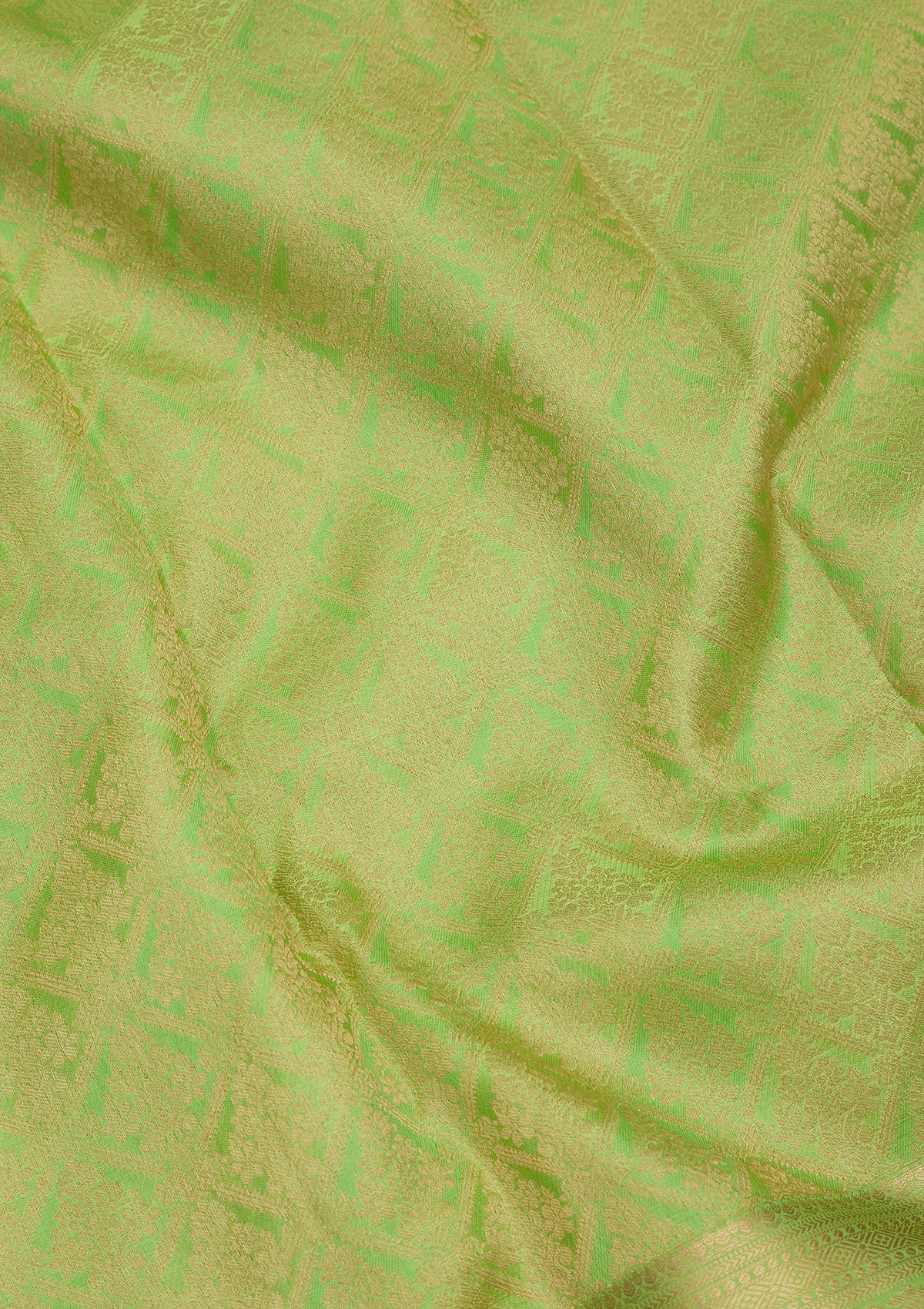 Parrot Green Zariwork Pure Silk Saree