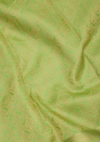 Parrot Green Zariwork Pure Silk Saree