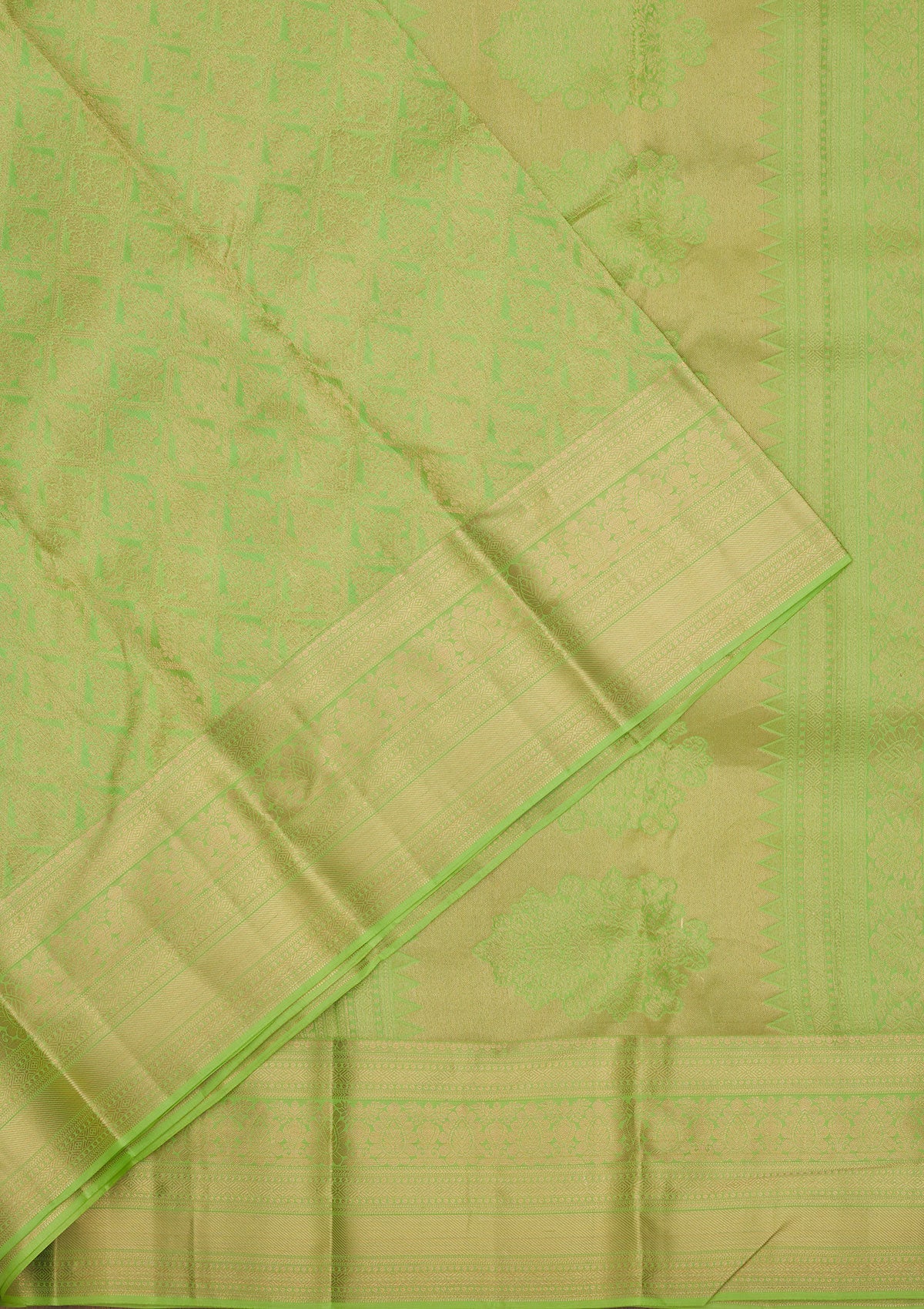 Parrot Green Zariwork Pure Silk Saree