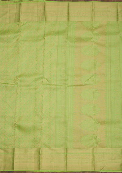 Parrot Green Zariwork Pure Silk Saree