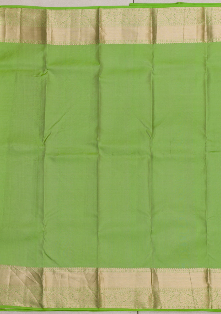 Parrot Green Zariwork Pure Silk Saree-Koskii