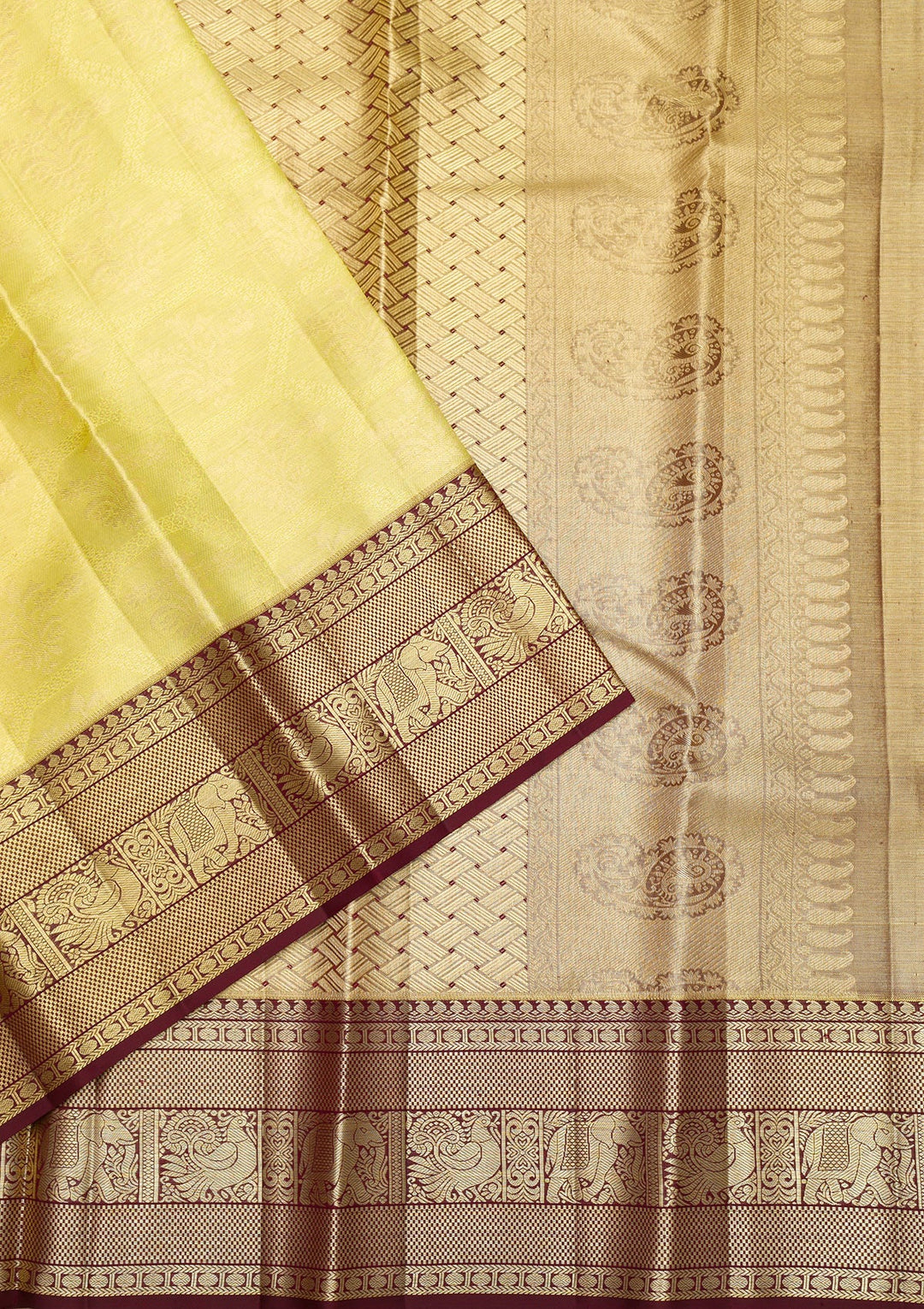 Parrot Green Zariwork Pure Silk Saree-Koskii