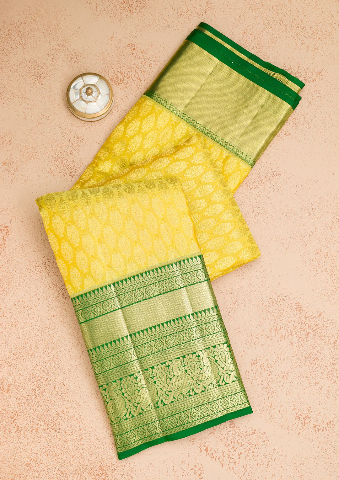 Parrot Green Zariwork Pure Silk Saree-Koskii