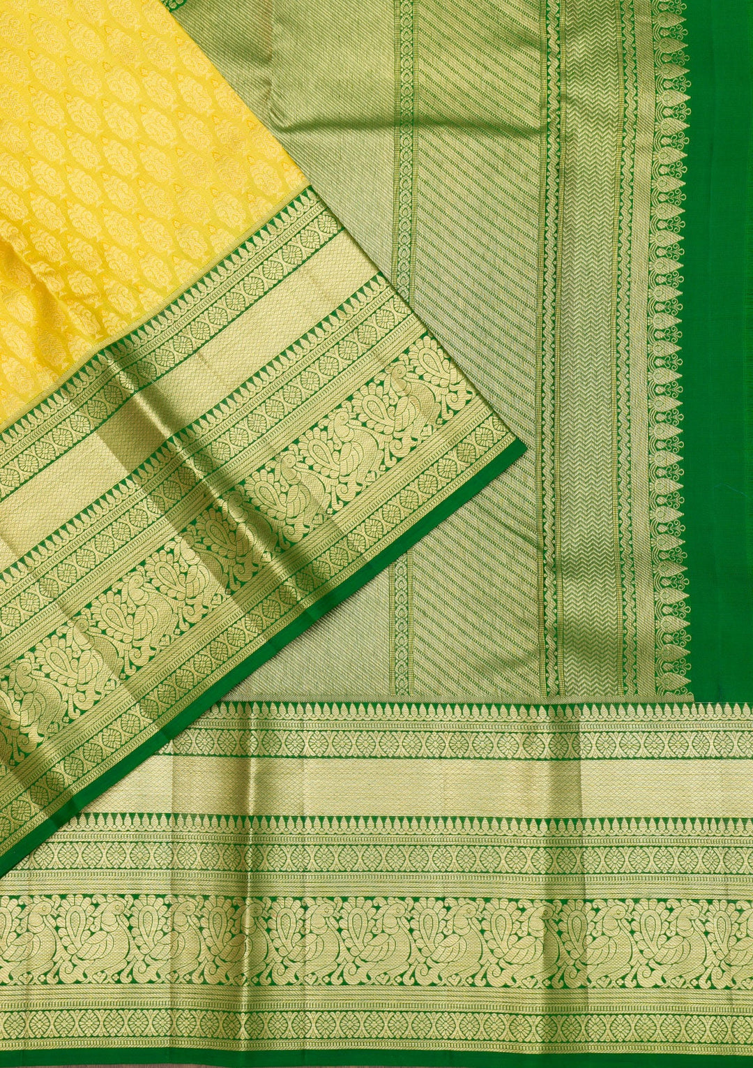 Parrot Green Zariwork Pure Silk Saree-Koskii