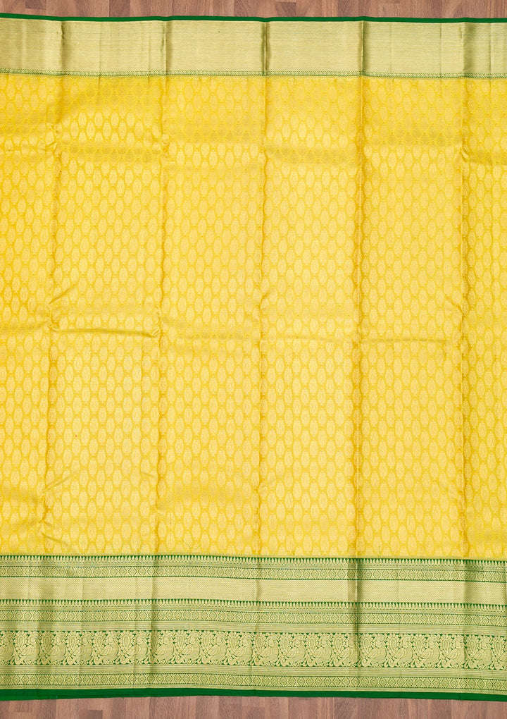 Parrot Green Zariwork Pure Silk Saree-Koskii
