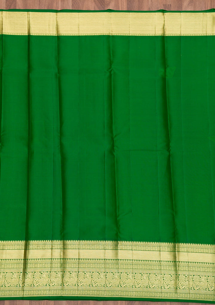 Parrot Green Zariwork Pure Silk Saree-Koskii