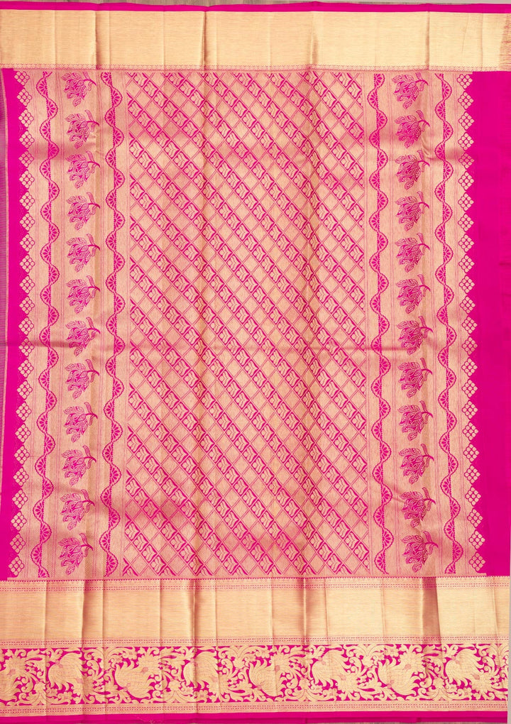 Parrot Green Zariwork Pure Silk Saree-Koskii