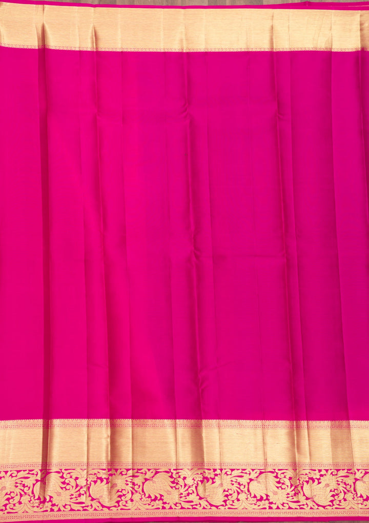 Parrot Green Zariwork Pure Silk Saree-Koskii