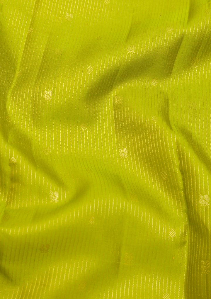 Parrot Green Zariwork Pure Silk Saree-Koskii