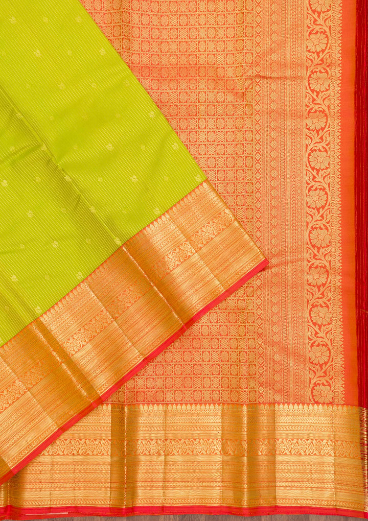 Parrot Green Zariwork Pure Silk Saree-Koskii