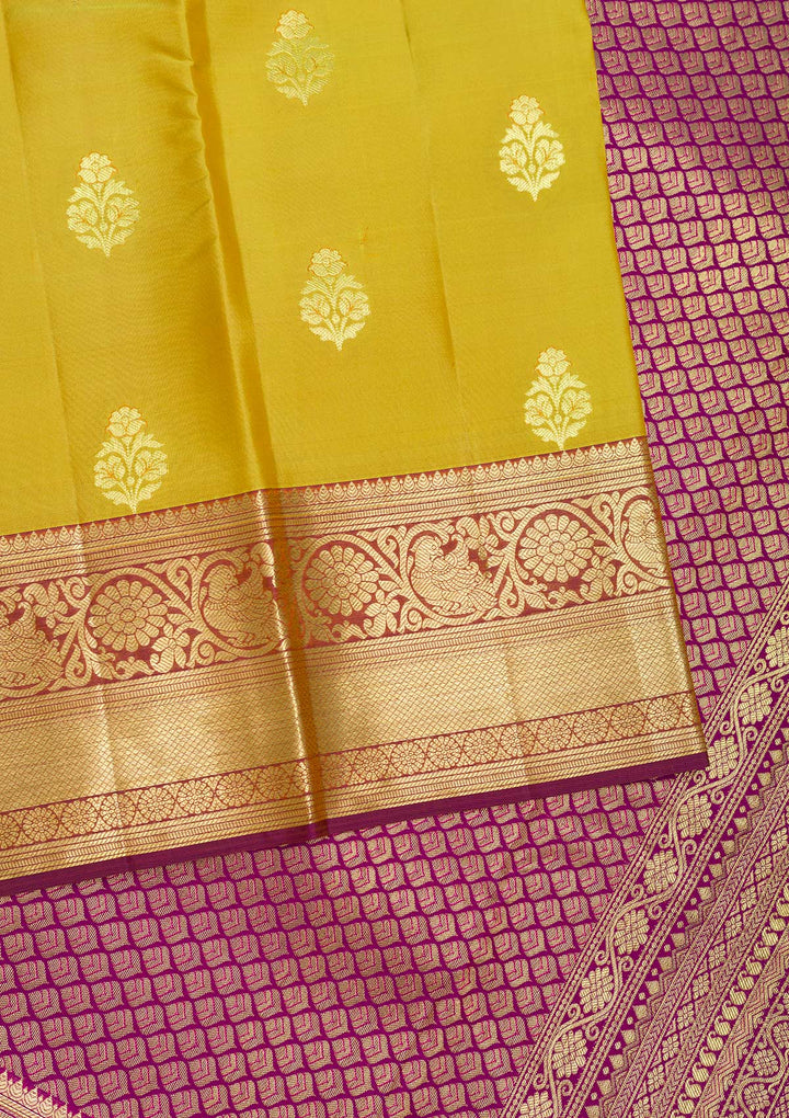 Parrot Green Zariwork Pure Silk Saree-Koskii