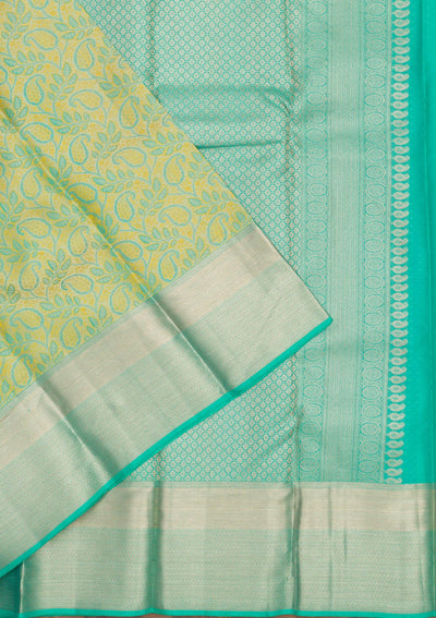 Parrot Green Zariwork Pure Silk Saree-Koskii