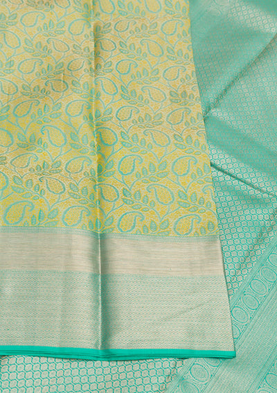 Parrot Green Zariwork Pure Silk Saree-Koskii