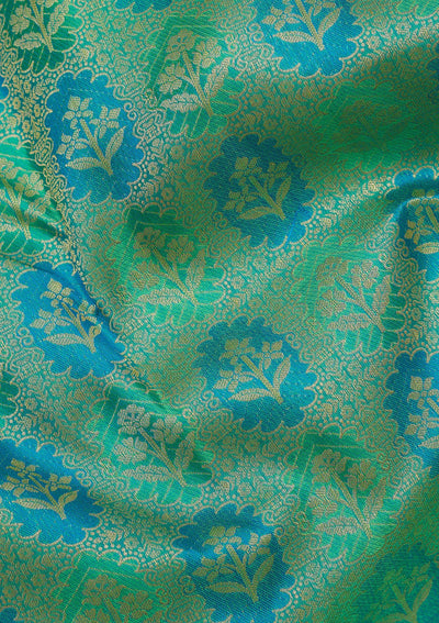 Parrot Green Zariwork Pure Silk Saree-Koskii