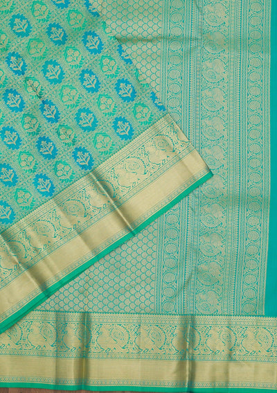 Parrot Green Zariwork Pure Silk Saree-Koskii