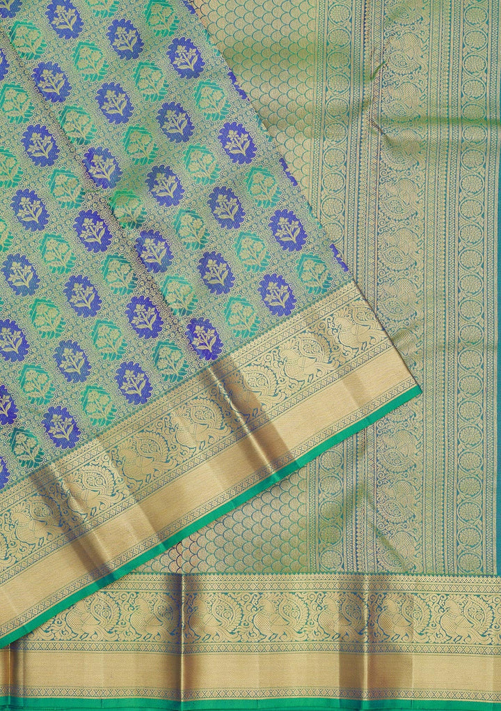 Parrot Green Zariwork Pure Silk Saree-Koskii