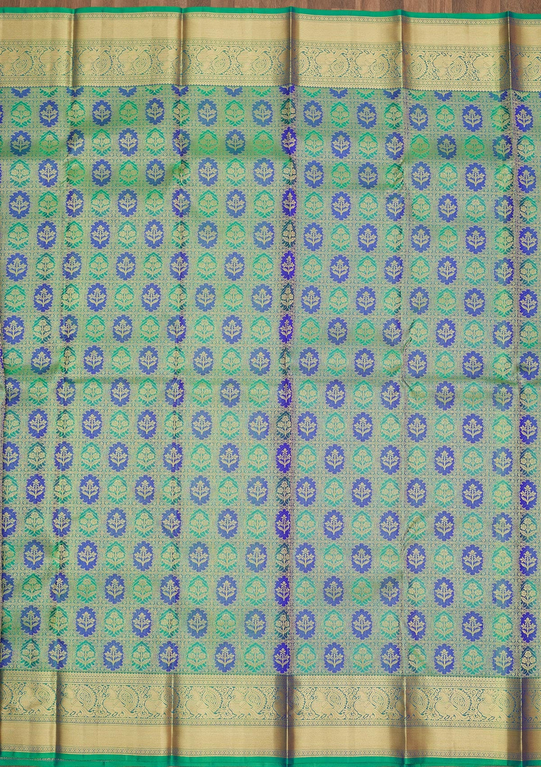 Parrot Green Zariwork Pure Silk Saree-Koskii
