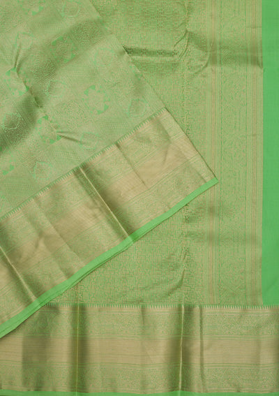 Parrot Green Zariwork Pure Silk Saree-Koskii