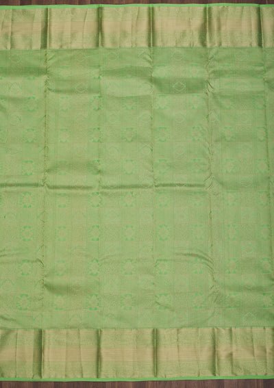 Parrot Green Zariwork Pure Silk Saree-Koskii