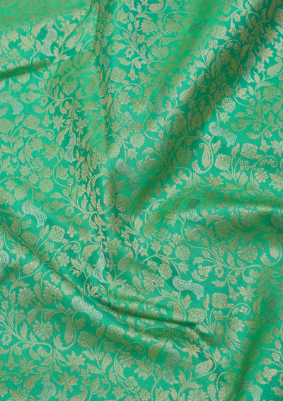 Parrot Green Zariwork Pure Silk Saree