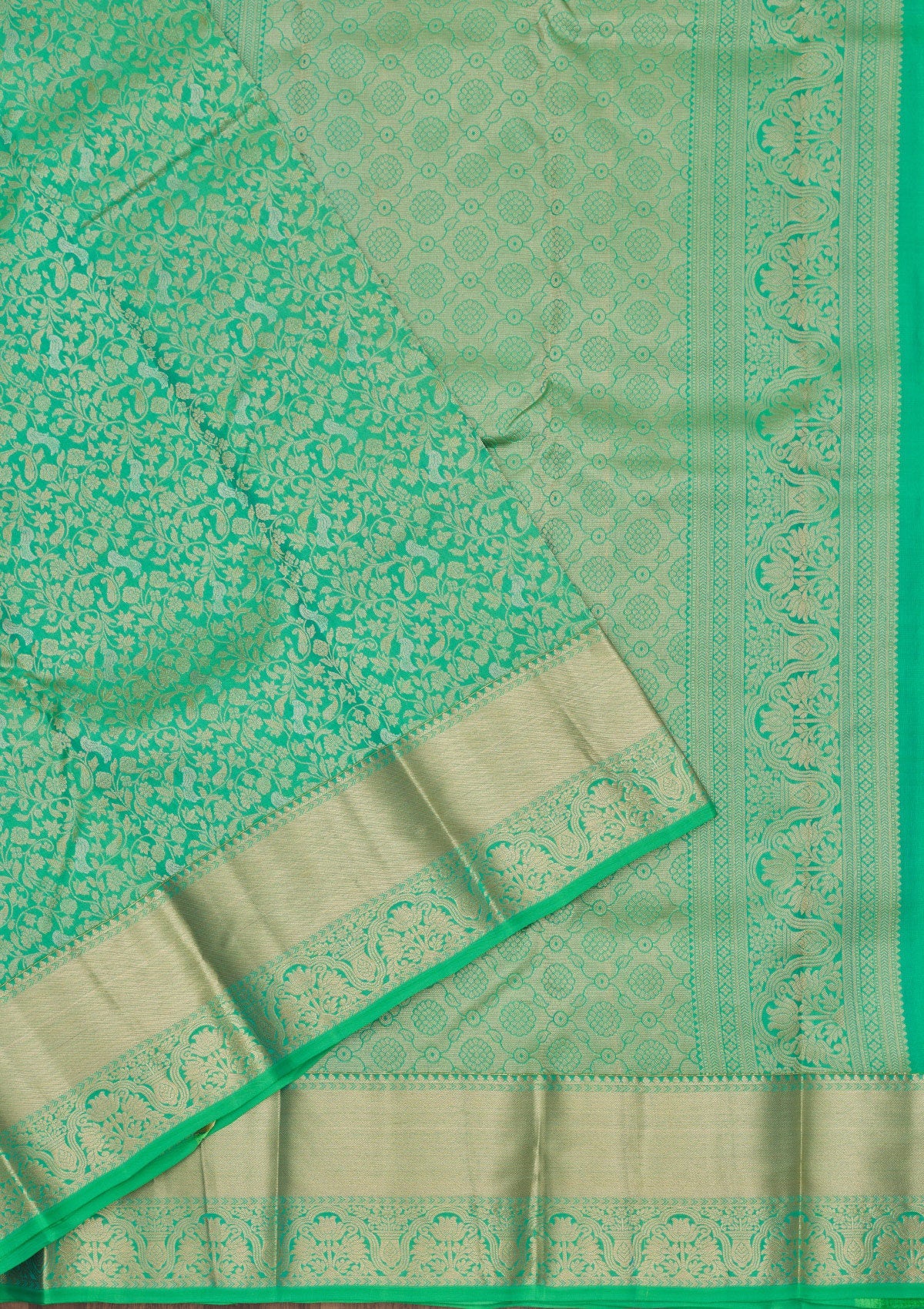 Parrot Green Zariwork Pure Silk Saree