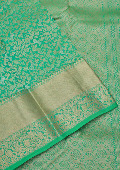 Parrot Green Zariwork Pure Silk Saree