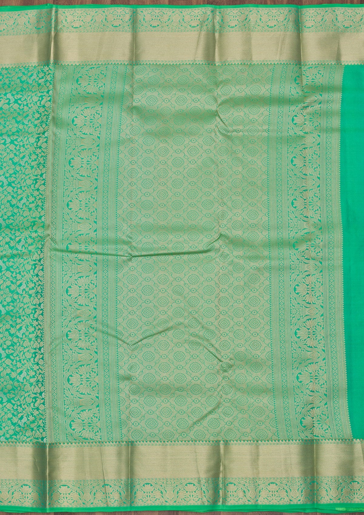 Parrot Green Zariwork Pure Silk Saree