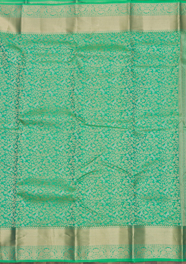 Parrot Green Zariwork Pure Silk Saree