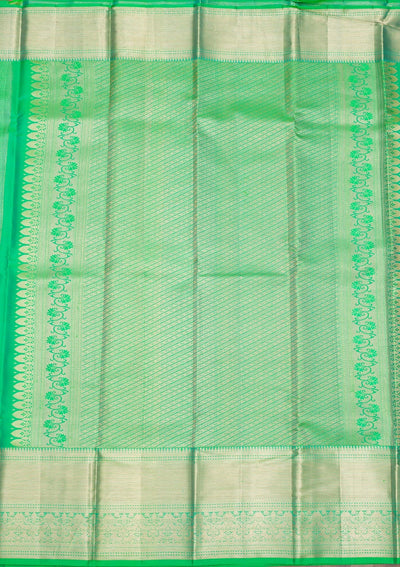 Parrot Green Zariwork Pure Silk Saree-Koskii