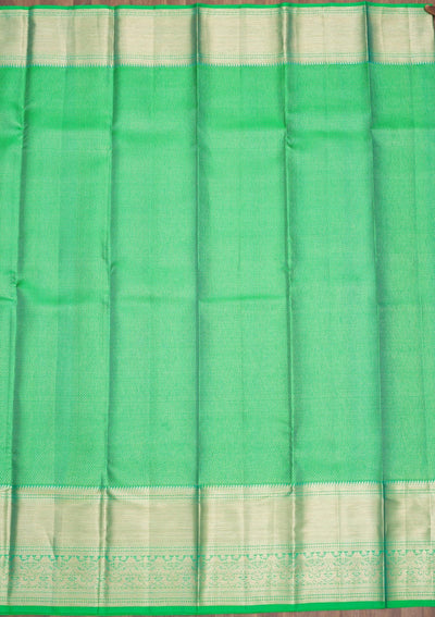 Parrot Green Zariwork Pure Silk Saree-Koskii