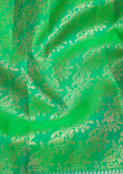 Parrot Green Zariwork Pure Silk Saree-Koskii