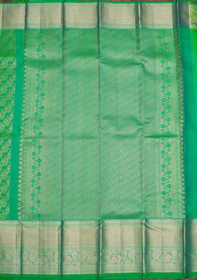 Parrot Green Zariwork Pure Silk Saree-Koskii