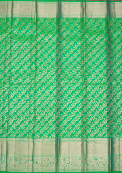 Parrot Green Zariwork Pure Silk Saree-Koskii
