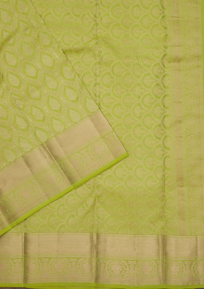 Parrot Green Zariwork Pure Silk Saree-Koskii