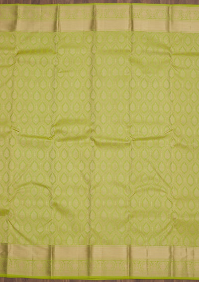 Parrot Green Zariwork Pure Silk Saree-Koskii