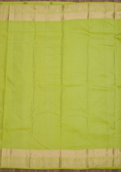 Parrot Green Zariwork Pure Silk Saree-Koskii