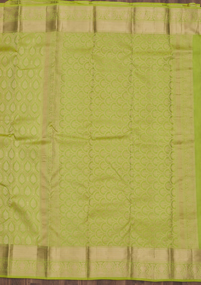 Parrot Green Zariwork Pure Silk Saree-Koskii