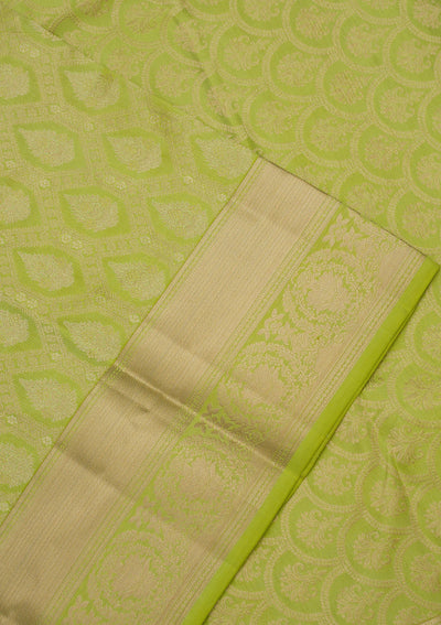 Parrot Green Zariwork Pure Silk Saree-Koskii