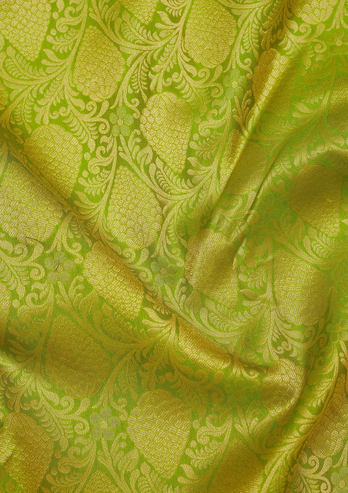 Parrot Green Zariwork Pure Silk Saree-Koskii