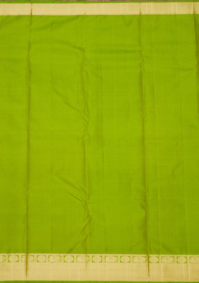 Parrot Green Zariwork Pure Silk Saree-Koskii