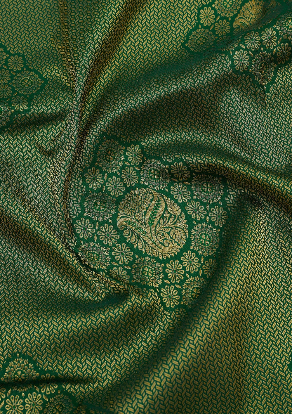 Rama Green Zariwork Pure Silk Saree-Koskii