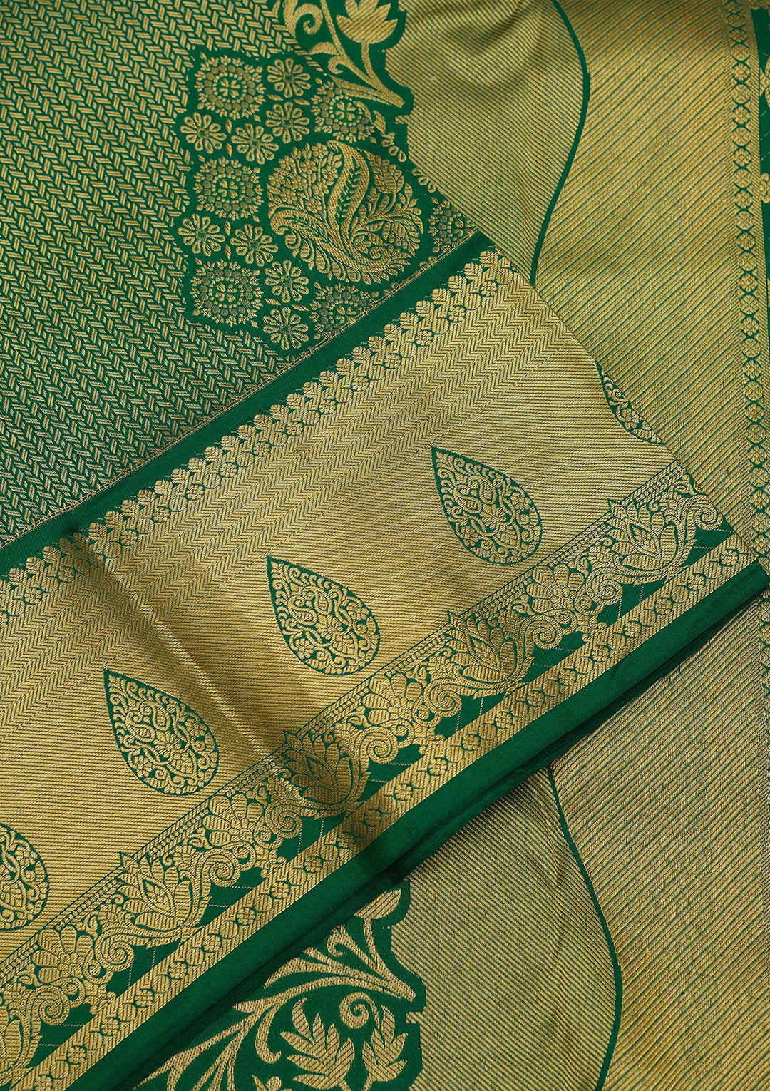 Rama Green Zariwork Pure Silk Saree-Koskii