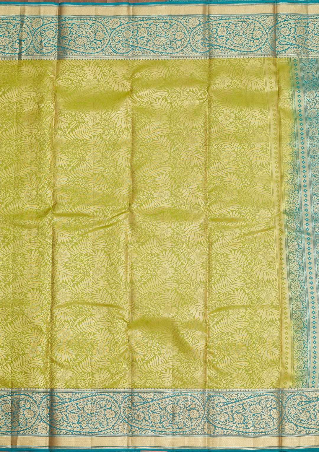 Parrot Green Zariwork Pure Silk Saree-Koskii