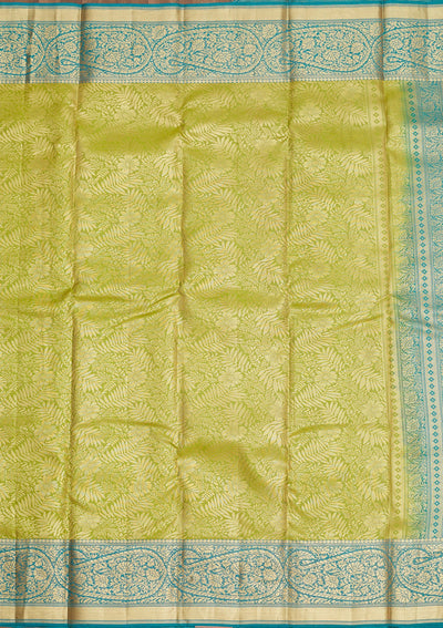 Parrot Green Zariwork Pure Silk Saree-Koskii