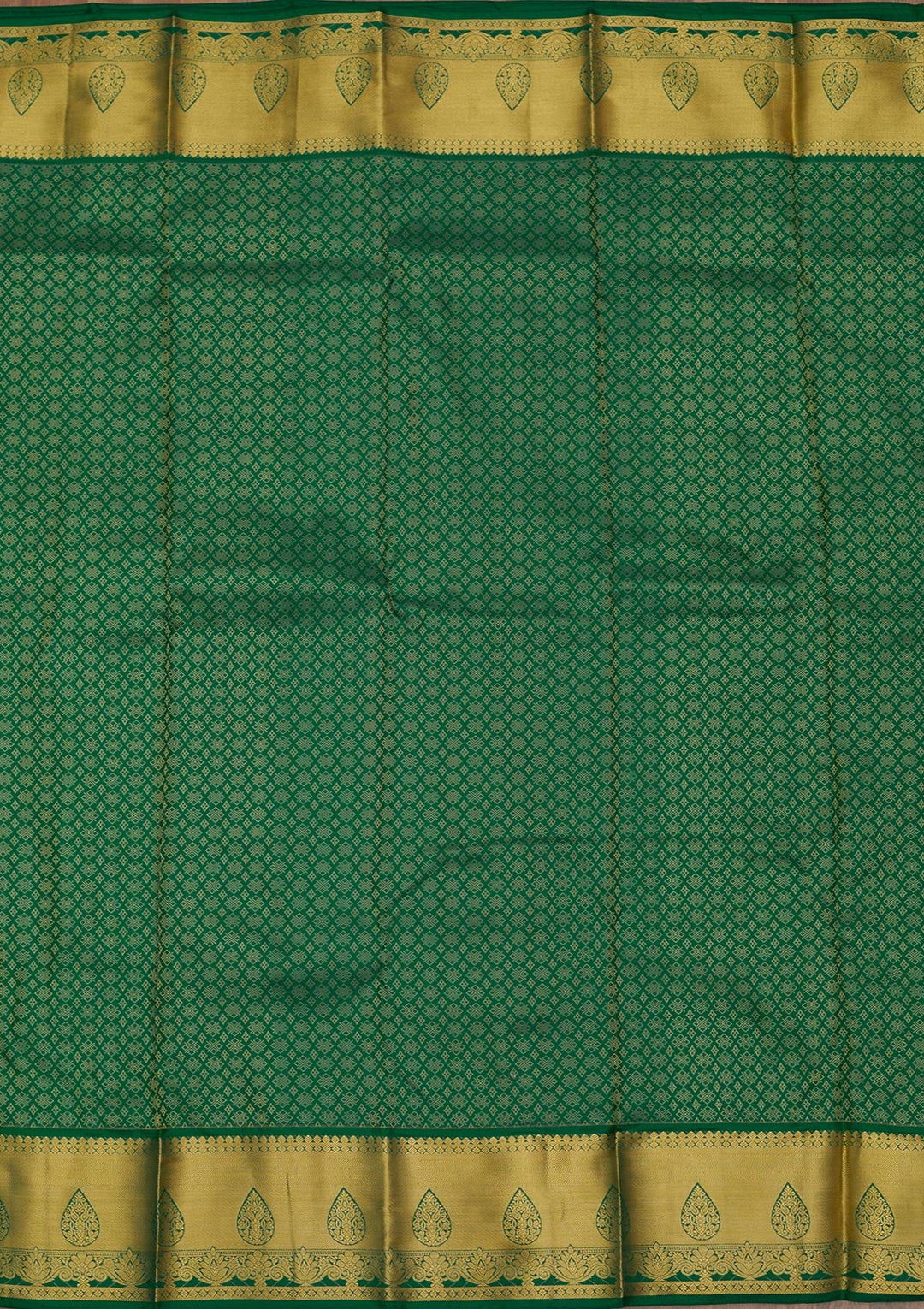 Rama Green Zariwork Pure Silk Saree-Koskii