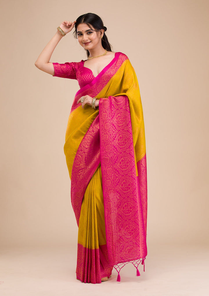 Parrot Green Zariwork Soft Silk Saree-Koskii